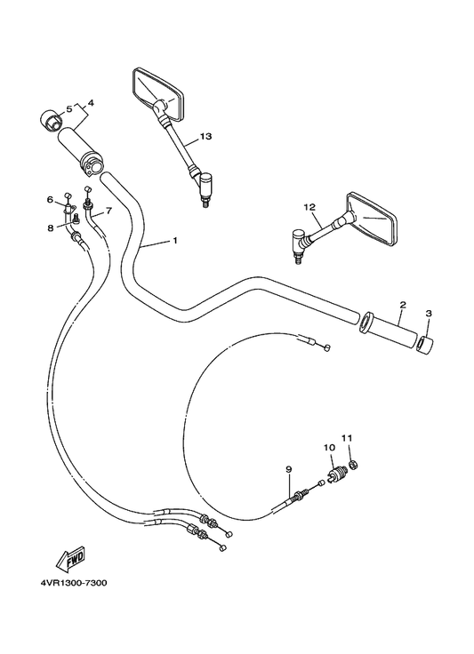 Yamaha 4TR-26335-00 Cable, Clutch — shown on the Steering Handle & Cable parts diagram