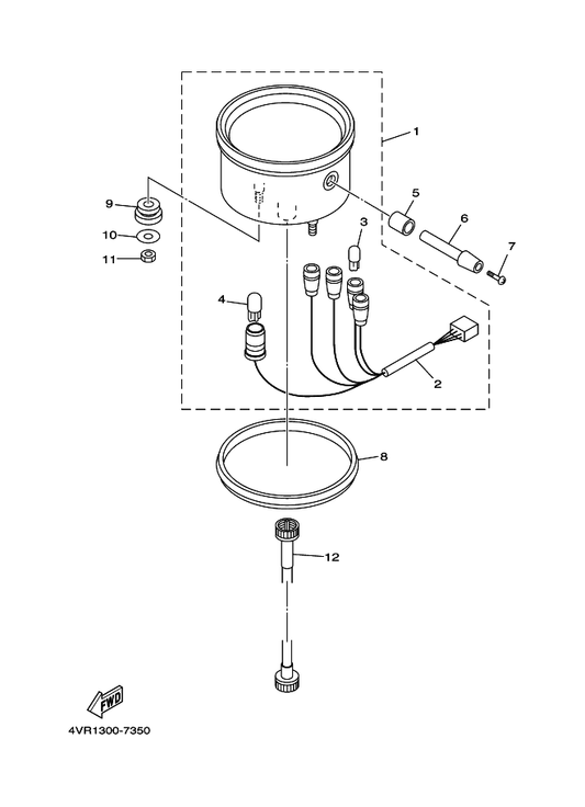 Yamaha 1JK-83578-00 Knob, Trip Meter — shown on the Meter parts diagram