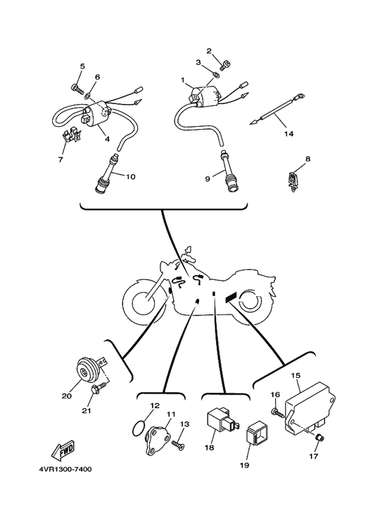 Yamaha 90110-05074 Bolt, Hexagon Socket Head — shown on the Electrical 2 parts diagram