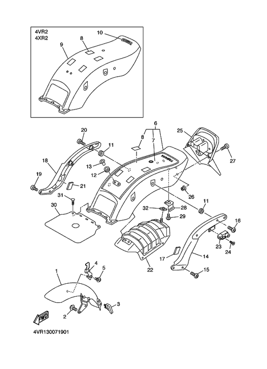 Yamaha 5H0-21518-01 Holder, Cable — shown on the Fender parts diagram