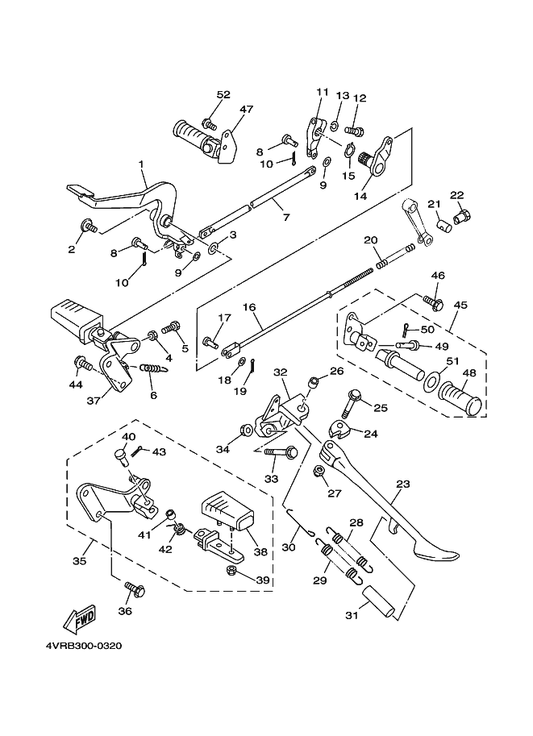 Yamaha 4VR-27420-00 Front Footrest Assy (Right) — shown on the Stand & Footrest parts diagram