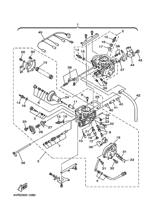Yamaha 4XP-1490J-00 . . Needle Set — shown on the Carburetor parts diagram