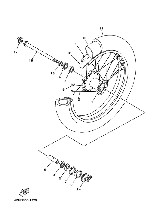 Yamaha 94425-19585 Rim — shown on the Front Wheel parts diagram