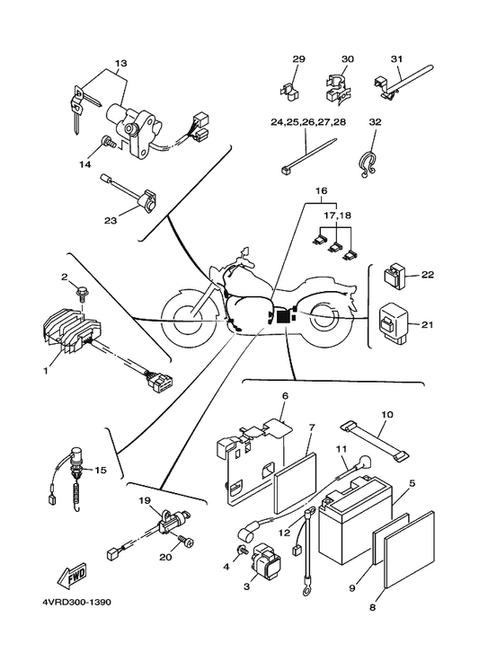 Yamaha 5KP-81950-00 Relay Assy — shown on the Electrical 1 parts diagram