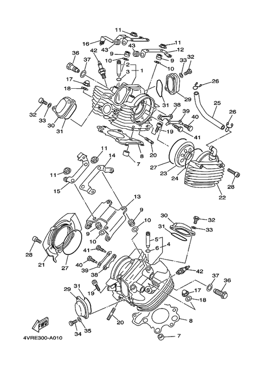 Yamaha 4TR-11166-00 Pipe, Breather 1 — shown on the Cylinder Head parts diagram