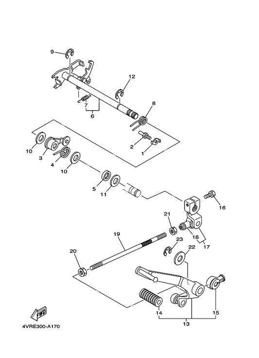 Yamaha 90201-12362 Washer, Plate — shown on the Shift Shaft parts diagram