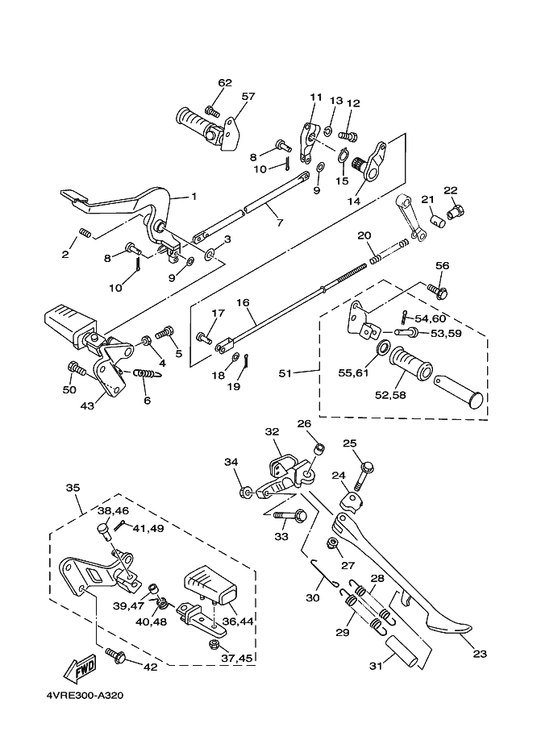 Yamaha 5KP-27247-00 Rod 1 — shown on the Stand & Footrest parts diagram