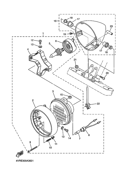 Yamaha 4JG-84397-00 . Cover, Socket — shown on the Headlight parts diagram