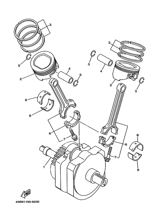 Yamaha 4WM-11650-00 Connecting Rod Assy — shown on the Crankshaft & Piston parts diagram