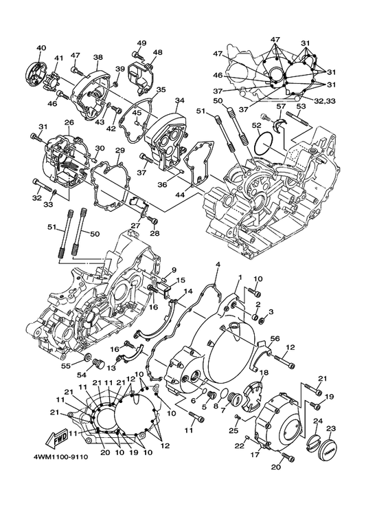 Yamaha 93315-11206 . Bearing — shown on the Crankcase Cover 1 parts diagram