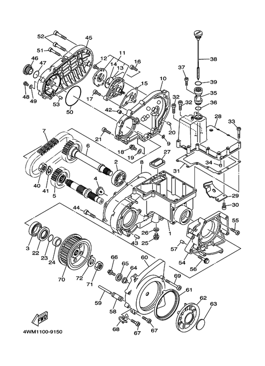 Yamaha 4WM-13421-00 Strainer 2 — shown on the Middle Drive Gear parts diagram