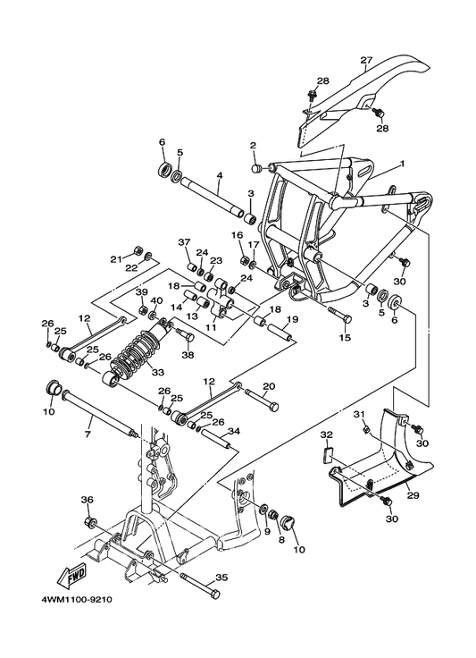 Yamaha 90336-28053 Plug, Taper — shown on the Rear Arm & Suspension parts diagram