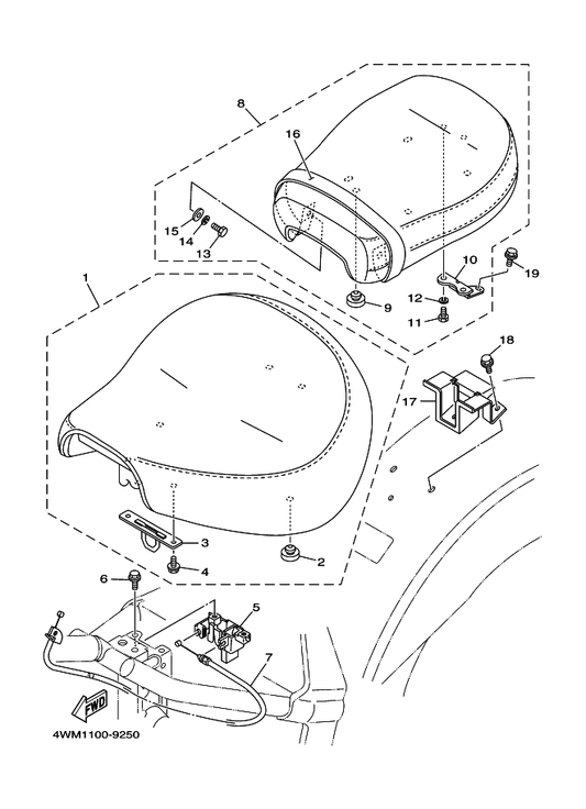 Yamaha 4WM-24728-00 . Bracket, Seat — shown on the Seat parts diagram