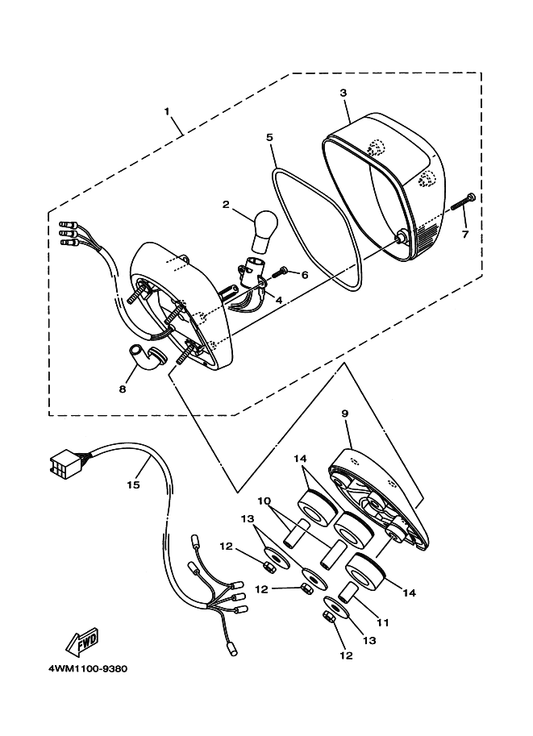 Yamaha 5BN-84154-00 . Grommet — shown on the Taillight parts diagram