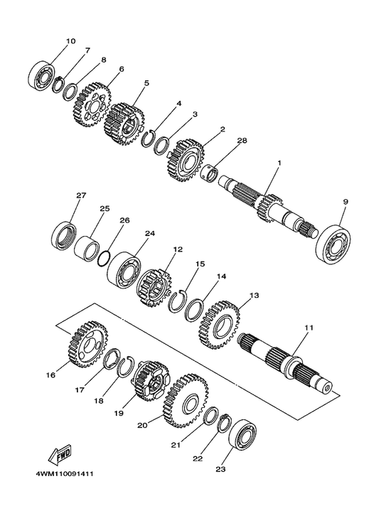 Yamaha 4NK-17231-01 Gear, 3Rd Wheel — shown on the Transmission parts diagram