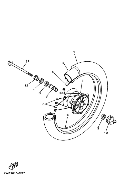 Yamaha 94227-17106 Tube — shown on the Front Wheel parts diagram