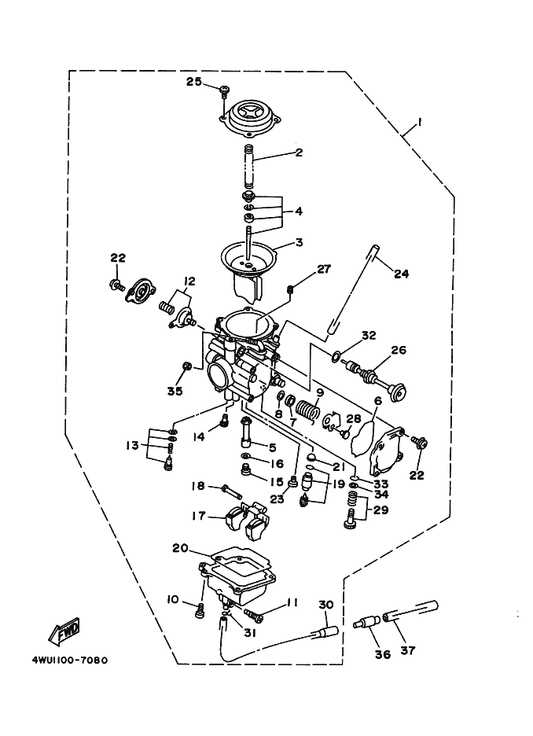 Yamaha 4WU-14940-00 . Diaphragm Assy — shown on the Carburetor parts diagram