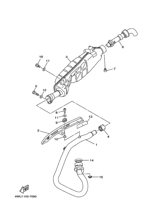 Yamaha 4KB-14628-00 Protector, Exhaust Pipe — shown on the Exhaust parts diagram
