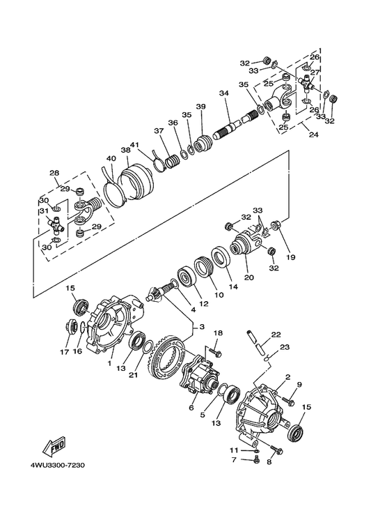 Yamaha 90501-234F8 Spring, Compression — shown on the Front Differential parts diagram