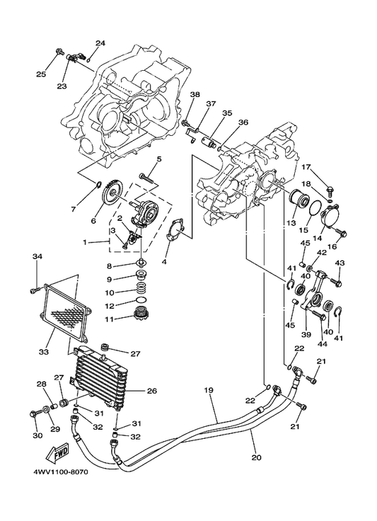 Yamaha 51Y-13411-00 Strainer, Oil — shown on the Oil Pump parts diagram