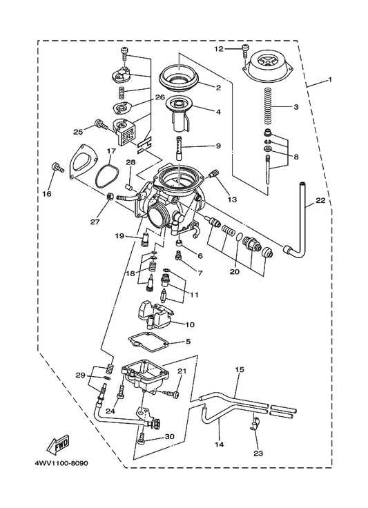 Yamaha 4WV-1490J-00 . Needle Set — shown on the Carburetor parts diagram