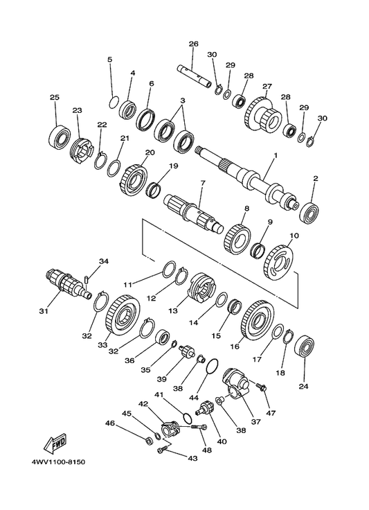 Yamaha 93306-20550 Bearing — shown on the Transmission parts diagram