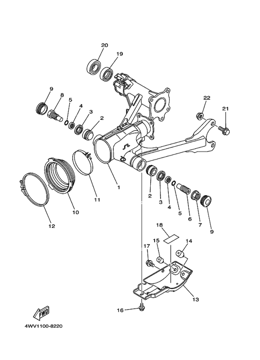 Yamaha 90338-34264 Plug — shown on the Rear Arm parts diagram