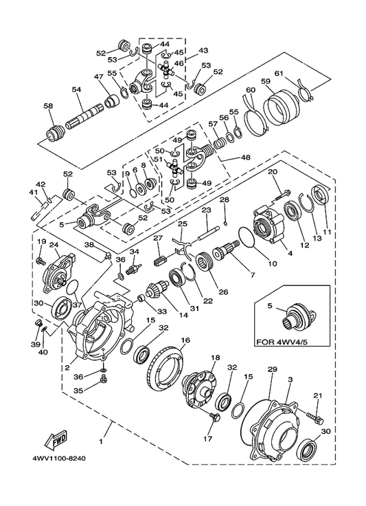 Yamaha 4WV-46155-00 . . Bolt 1 — shown on the Front Differential parts diagram