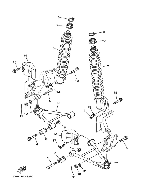 Yamaha 95817-12050 Bolt, Flange — shown on the Front Suspension & Wheel parts diagram