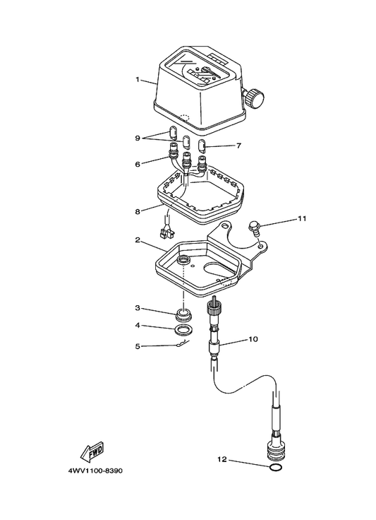 Yamaha 4WV-83550-00 Speedometer Cable Assy — shown on the Meter parts diagram
