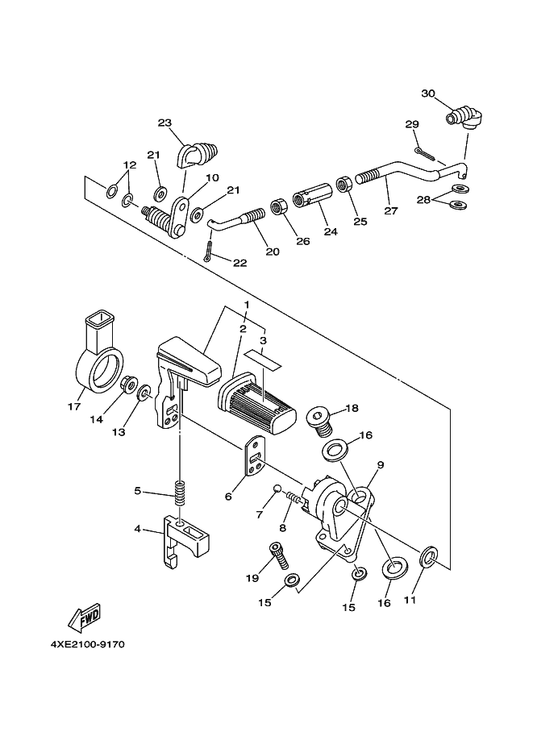 Yamaha 4KD-18174-01 Knob, Shift Lever — shown on the Drive Selector parts diagram