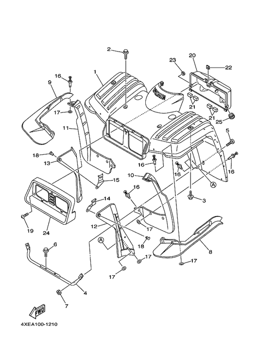 Yamaha 90267-60840 Rivet, Blind — shown on the Front Fender parts diagram