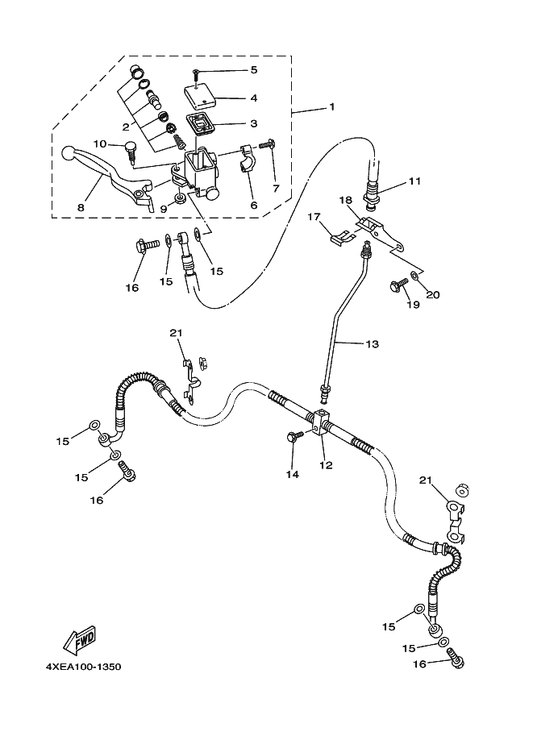 Yamaha 8CR-25852-00 . Cap, Reservoir — shown on the Front Master Cylinder parts diagram