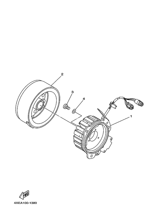 Yamaha 4XE-81410-00 Stator Assy — shown on the Generator parts diagram