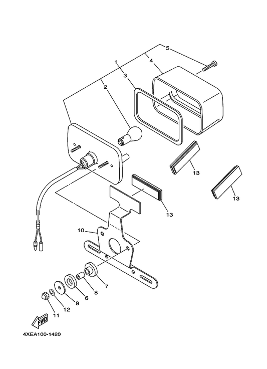 Yamaha 4XE-84710-00 Taillight Unit Assy — shown on the Taillight 2 parts diagram
