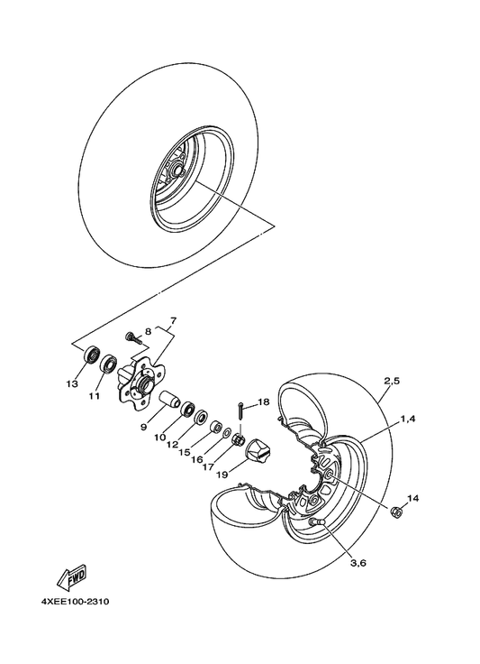Yamaha 93306-202XM Bearing — shown on the Front Wheel parts diagram