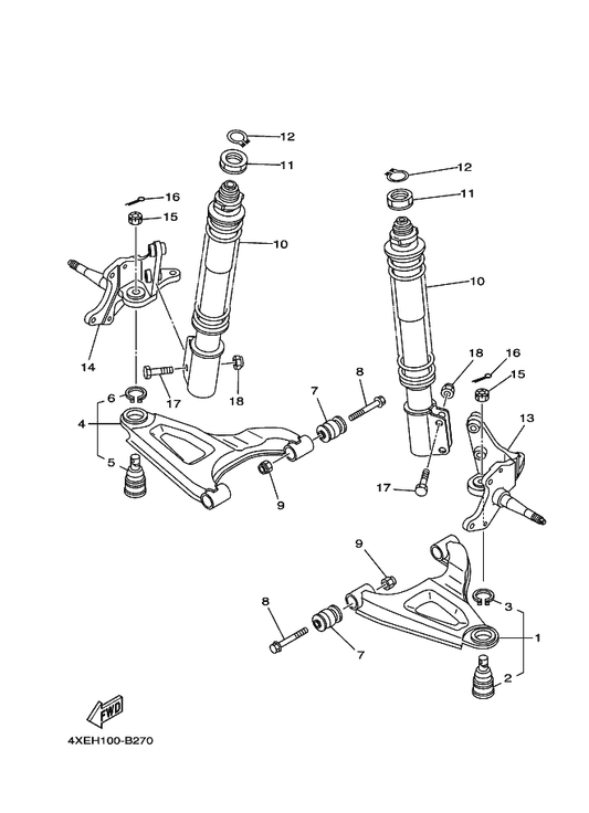Yamaha 4XE-F3501-21 Steering Knuckle Assy (Left) — shown on the Front Suspension & Wheel parts diagram