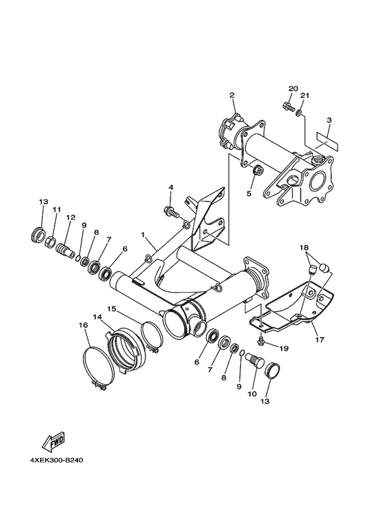 Yamaha 90387-1711G Collar — shown on the Rear Arm parts diagram