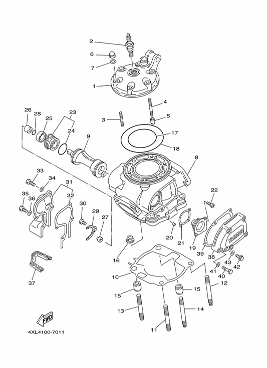 Yamaha 2VM-11995-01 Seal, Housing — shown on the Cylinder Head parts diagram