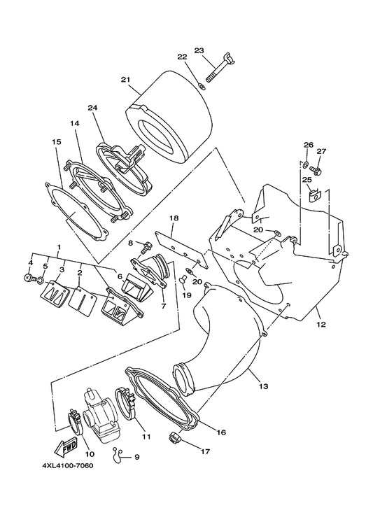 Yamaha 3JD-14462-00 Seal — shown on the Intake parts diagram