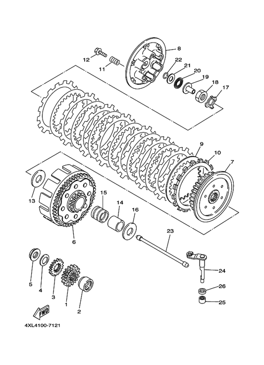 Yamaha 4EW-16357-00 Rod, Push 2 — shown on the Clutch parts diagram
