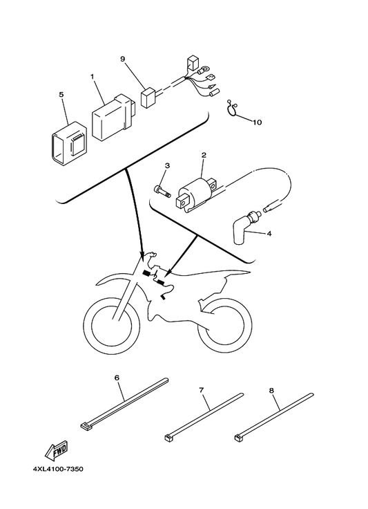 Yamaha 4SS-82509-00 Wire, Sub Lead — shown on the Electrical 1 parts diagram