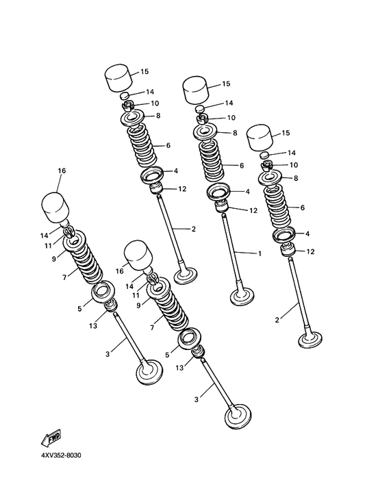 Yamaha 3LN-12153-20 Lifter, Valve — shown on the Valve parts diagram