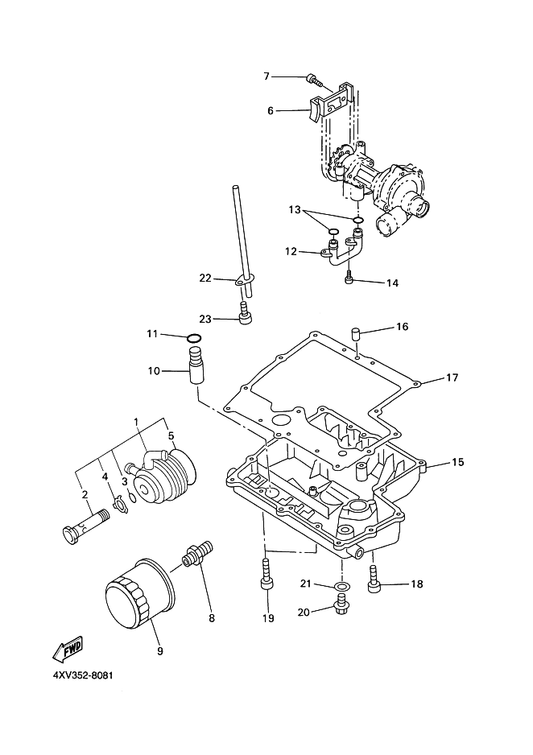 Yamaha 4XV-13414-00 Gasket, Strainer Cover — shown on the Oil Cleaner parts diagram