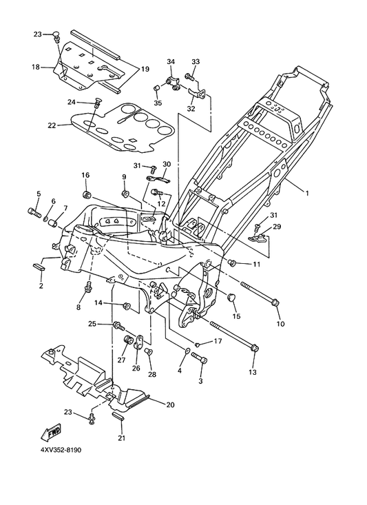 Yamaha 90338-07124 Plug — shown on the Frame parts diagram