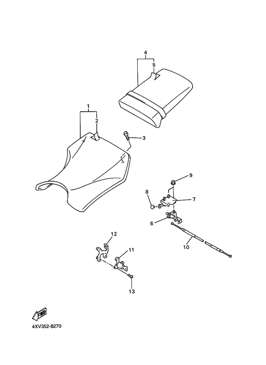 Yamaha 4KM-2478E-01 Cable, Seat Lock — shown on the Seat parts diagram