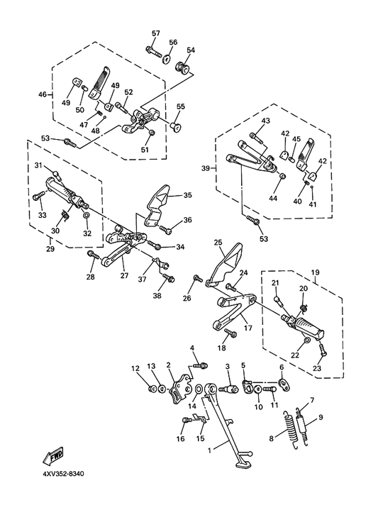 Yamaha 4XV-27442-00 Bracket 2 — shown on the Stand & Footrest parts diagram