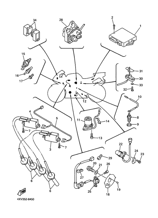 Yamaha 2YK-83591-00 Thermo Unit — shown on the Electrical 1 parts diagram
