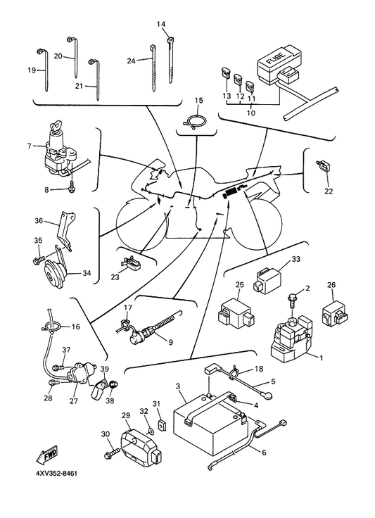 Yamaha 4XV-8195A-00 Relay Assy — shown on the Electrical 2 parts diagram