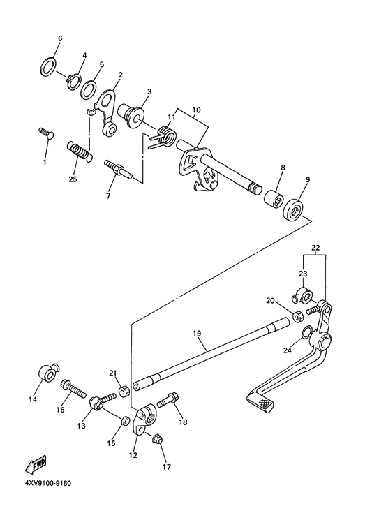 Yamaha 90506-12516 Spring, Tension — shown on the Shift Shaft parts diagram